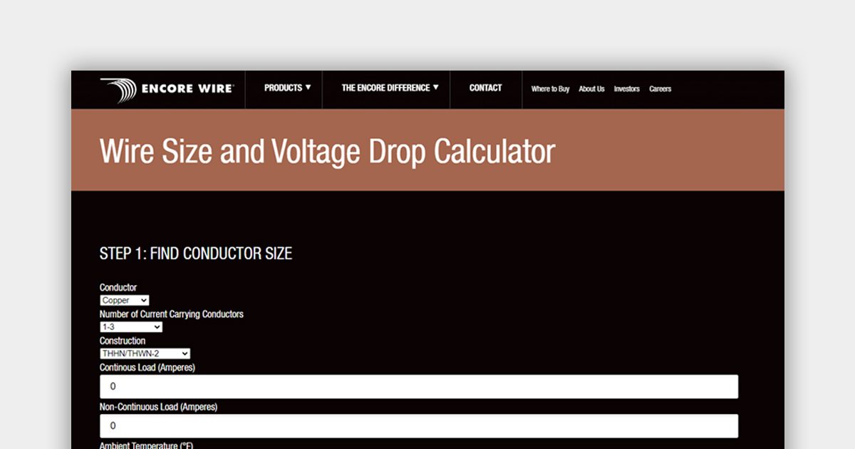 Wire Size and Voltage Drop Calculator